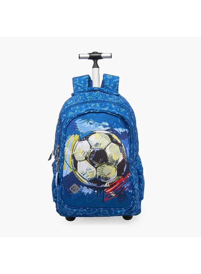 St.Right St.Right Football Print Trolley Backpack for Boys 8-13 Years with Retractable Handle - 18 inches