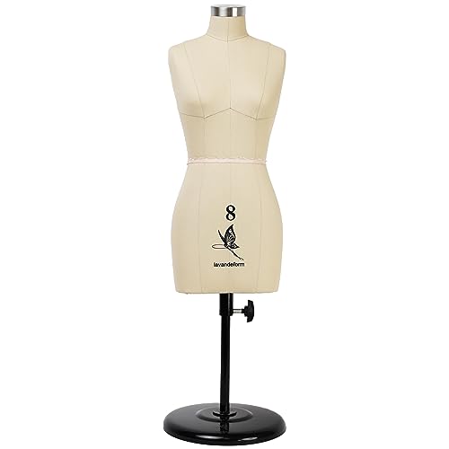 lavandeform Half Scale Dress Form Pro Size 8 Detailed mini Version of MannequinNot Adult Full Size Fully Pinable Dressmaker Dummy12 Female Mannequin for Pattern Making Beige 8 - Image 1