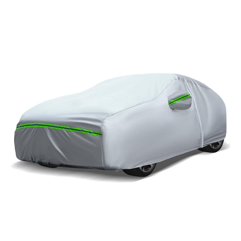 AUQDD 6Layers Premium Sedan Car Cover Waterproof All Weather Weatherproof UV Sun Protection Snow Dust Storm Resistant Outdoor Exterior Custom FormFit Full Padded Car Cover with Straps 165181 K1