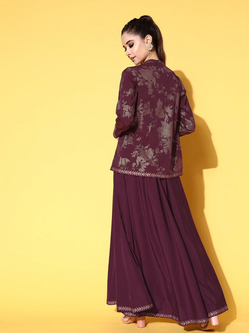 Ahalyaa أزياء تقليدية بورجوندي للنساء - Image 5