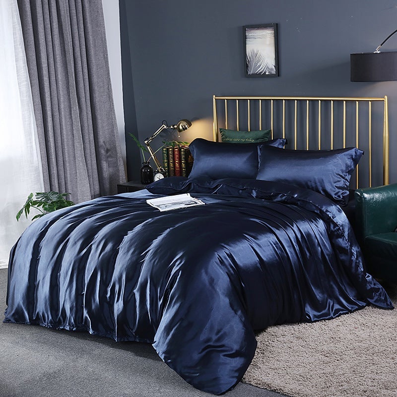 Washed Silk Four-Piece Set Silky Silk Quilt Cover Bed Sheets Ice Silk Bed Sheets 1.8M Bedding Dropshipping - Image 2