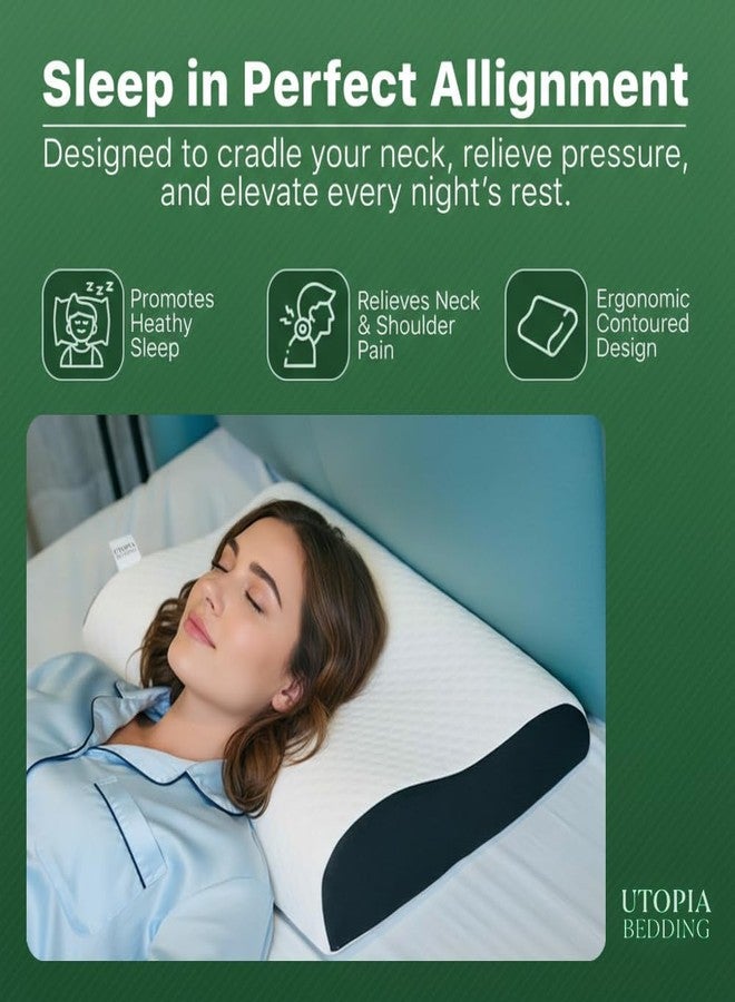 Utopia Bedding Memory Foam Cervical Neck Pillow 6 Months Warranty Pain Relief Sleep, Improves Posture Spinal Alignment, Neck Pain Relief Queen Size 19 x 11 x 3.5 Inch - Image 4