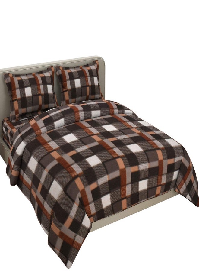Fabture Fleece Warm Abstract Double Bedsheet with Pillow Covers (Brown), skin_friendly, Pack of 1 - Image 1