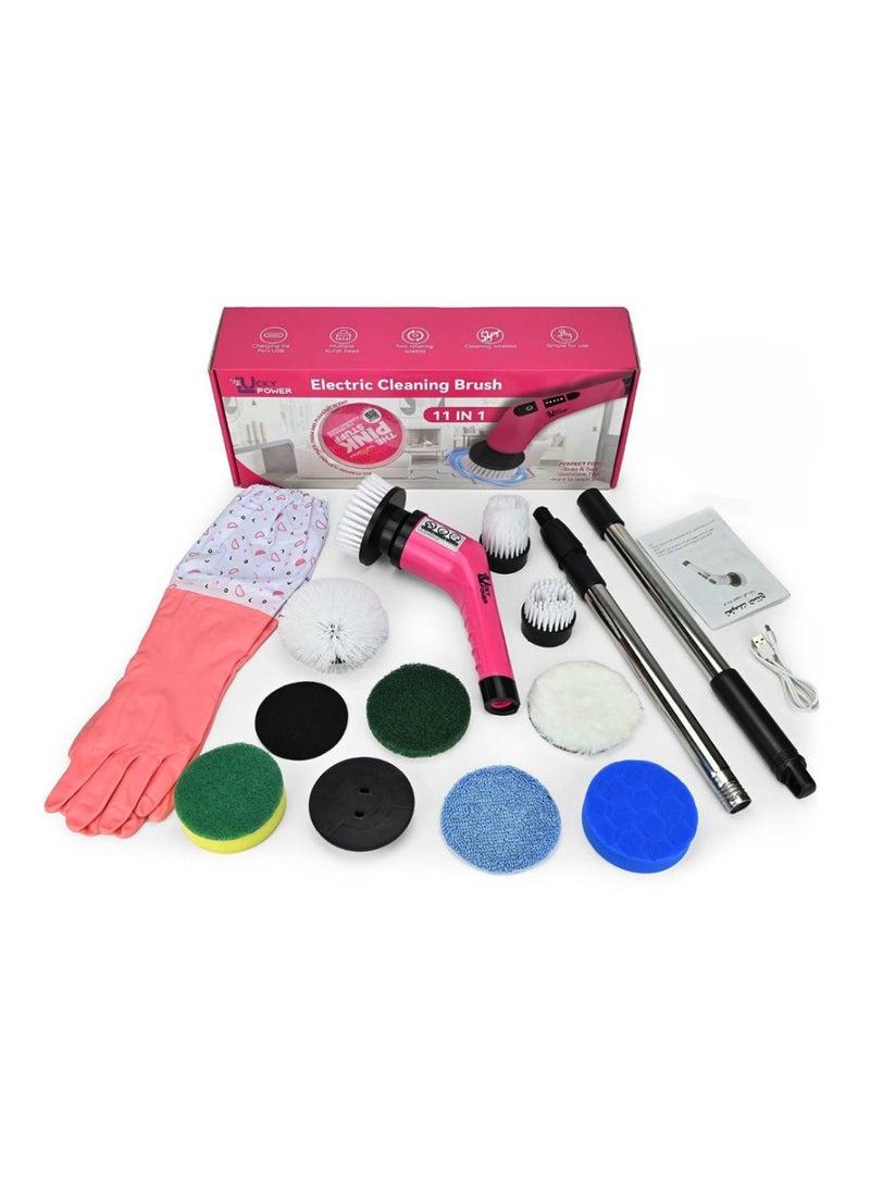   لكي بور فرشاة تنظيف كهربائية لا سلكية قابلة لإعادة الشحن ضد الماء و11 رأس فرشاة قابل للاستبدال و مقبض قابل لتمدد و المعجون السحري (  بحجم 850 جرام ) - Image 3