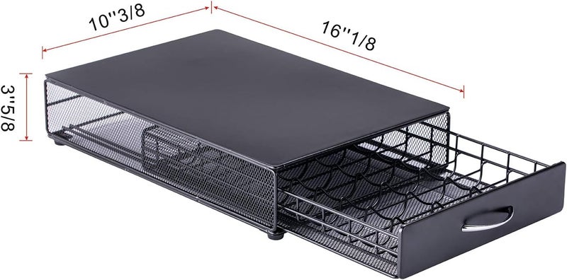Flagship Vertuo Pod Holder Storage Drawer for Nespresso Vertuo Capsule Organizer Drawer Tray with Mesh Shelves for Nespresso Vertuo Holder Black Metal (40 Pods Capacity) - Image 2