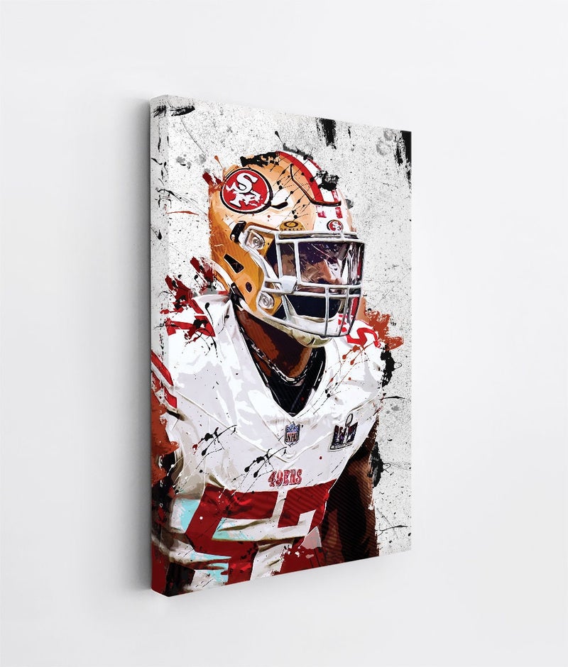 TNESSENTIAL Dre Greenlaw San Francisco 49ers Framed Canvas Poster Football Wall Art Print NFL Artwork Home Decor D44 Birthday Gift - Image 1