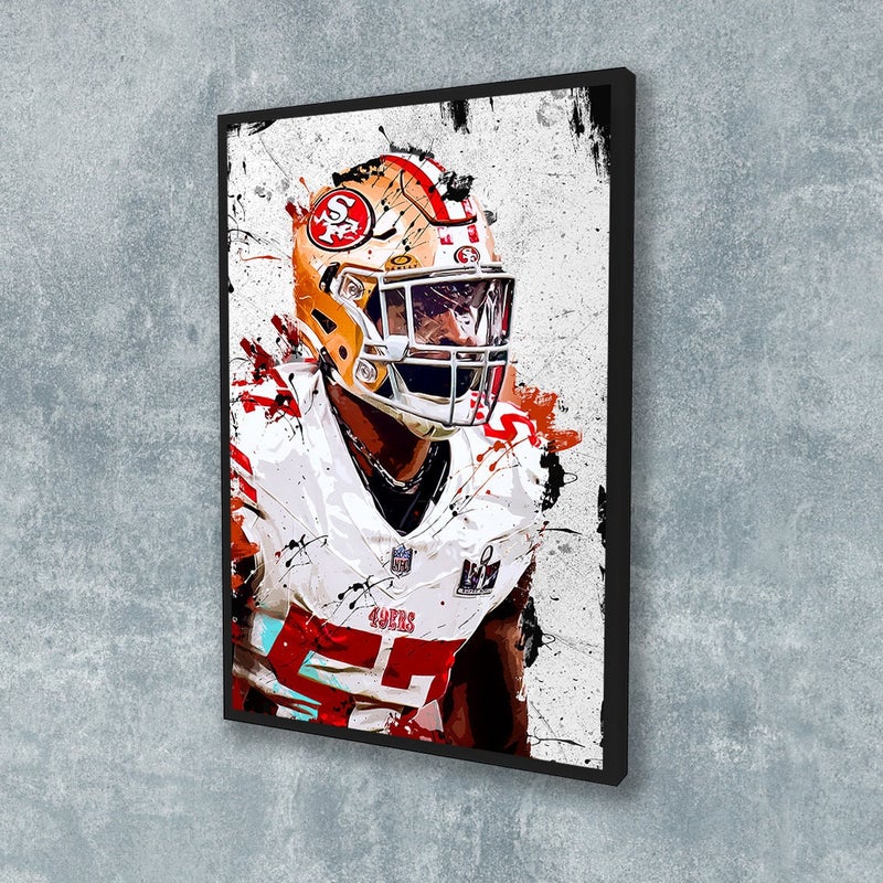 TNESSENTIAL Dre Greenlaw San Francisco 49ers Framed Canvas Poster Football Wall Art Print NFL Artwork Home Decor D44 Birthday Gift - Image 3