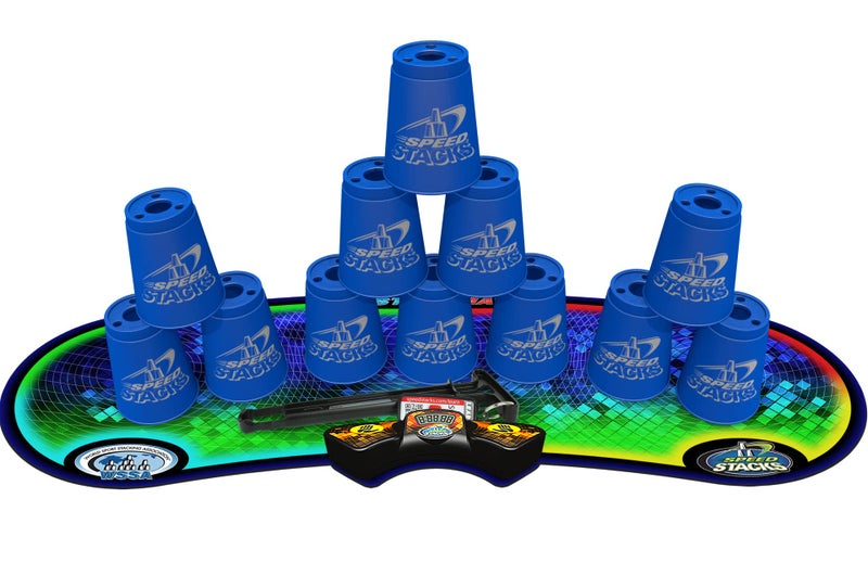 Speed Stacks | Sport Stacking Competitor, Blue - 12 Cups, Holding stem, with GX Timer and mat | WSSA Approved - Image 1