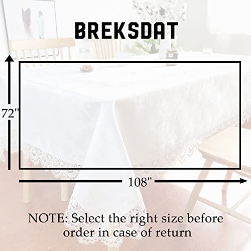 BrekSdat Tablecloths for Rectangle Tables Lace Elegant Decor for Dinning Home Holiday Party Kitchen Easter Christmas Wedding Farmhouse Outdoor Washable Table Linen (H17191-white-1, 72 * 108) - Image 5