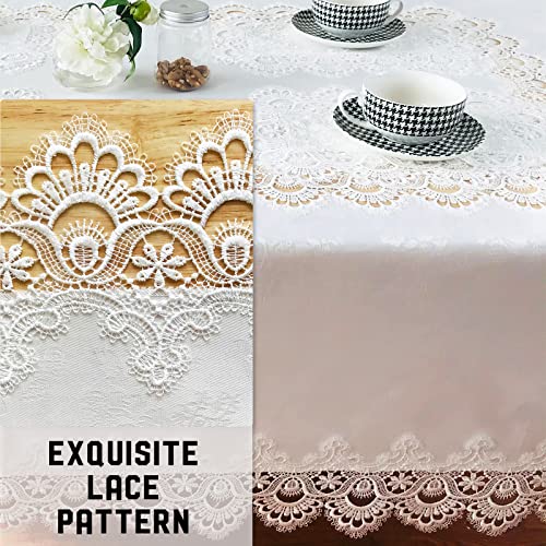 BrekSdat Tablecloths for Rectangle Tables Lace Elegant Decor for Dinning Home Holiday Party Kitchen Easter Christmas Wedding Farmhouse Outdoor Washable Table Linen (H17191-white-1, 72 * 108) - Image 3