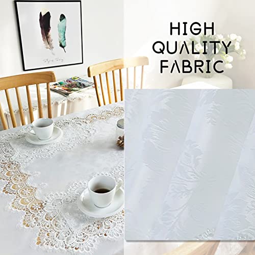 BrekSdat Tablecloths for Rectangle Tables Lace Elegant Decor for Dinning Home Holiday Party Kitchen Easter Christmas Wedding Farmhouse Outdoor Washable Table Linen (H17191-white-1, 72 * 108) - Image 4
