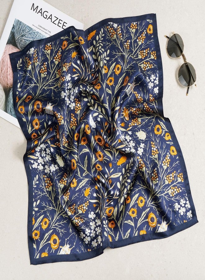 QIUTIMIY 100% Mulberry Silk Scarves for Women Lightweight 21"x21" Square Scarf Small Neckerchief Women Digital Printed Head Wrap((53cm) Square Scarf 17) - Image 4