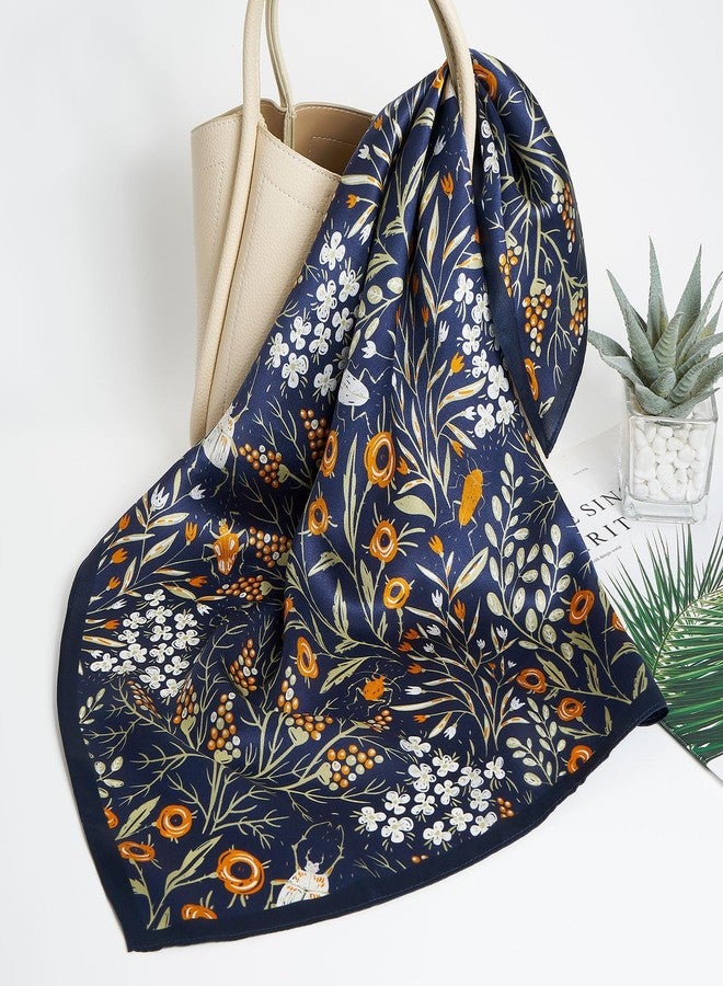 QIUTIMIY 100% Mulberry Silk Scarves for Women Lightweight 21"x21" Square Scarf Small Neckerchief Women Digital Printed Head Wrap((53cm) Square Scarf 17) - Image 3