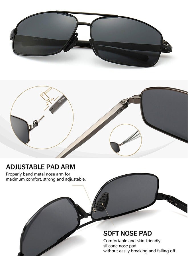 AZorb Men's Polarized Sunglasses for Men Women Metal Rectangular Frame Sun Glasses High Quality Military Aviator Sunglasses with UV400 Protection Shades Outdoor Travel Driving - Image 5