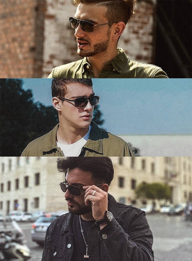 AZorb Men's Polarized Sunglasses for Men Women Metal Rectangular Frame Sun Glasses High Quality Military Aviator Sunglasses with UV400 Protection Shades Outdoor Travel Driving - Image 3