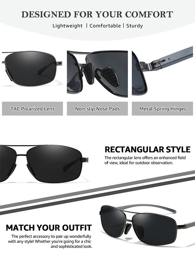 AZorb Men's Polarized Sunglasses for Men Women Metal Rectangular Frame Sun Glasses High Quality Military Aviator Sunglasses with UV400 Protection Shades Outdoor Travel Driving - Image 4