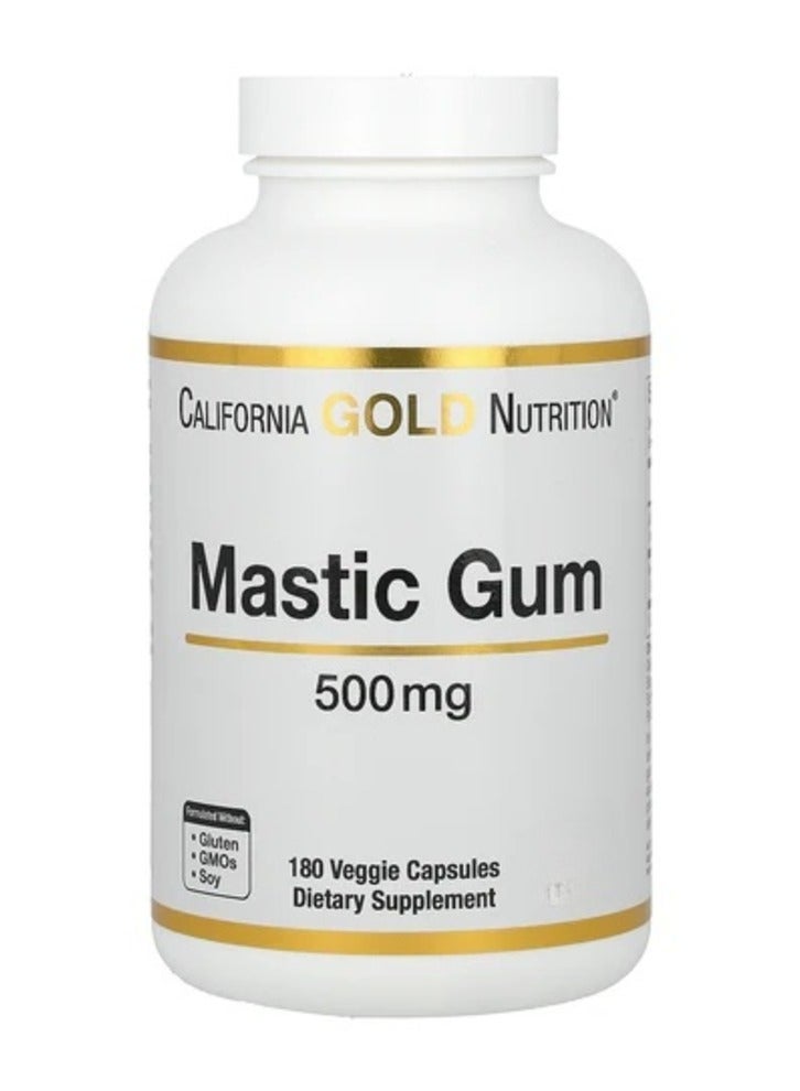 California Gold Nutrition Mastic Gum 500 mg 180 Veggie Capsules - Image 1