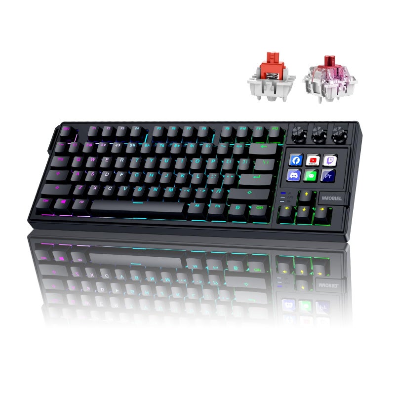 Mmobiel لوحة مفاتيح ميكانيكية MMOBIEL لـ Stream Deck QWERTY قابلة للتبديل السريع مع إضاءة RGB ومفاتيح LCD ماكرو قابلة للبرمجة مع 6 مفاتيح و3 أزرار تحكم لـ OBS للبث والتحرير والإنتاجية لنظامي Windows وmacOS - Image 2