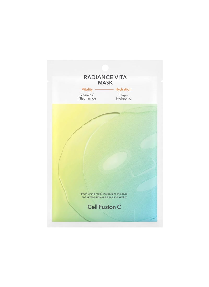 Cell Fusion C Cell Fusion C Radiance Vita Mask 5 EA, Glutathione + Vitamin C + Hyaluronic Acid - Brightening Sheet Mask for Radiant Skin 