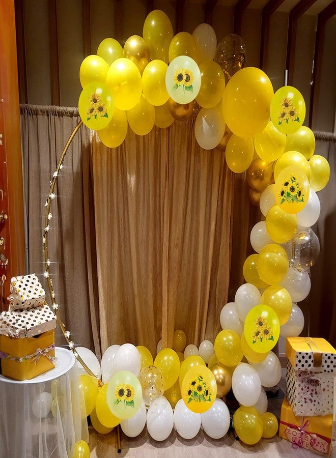 Togvu Sunflower Yellow Gold Balloons - 12 Inch Sunflower Bee Theme with Metallic Gold Confetti Balloon for Kids Birthday Baby Shower Party Decorations - Image 5