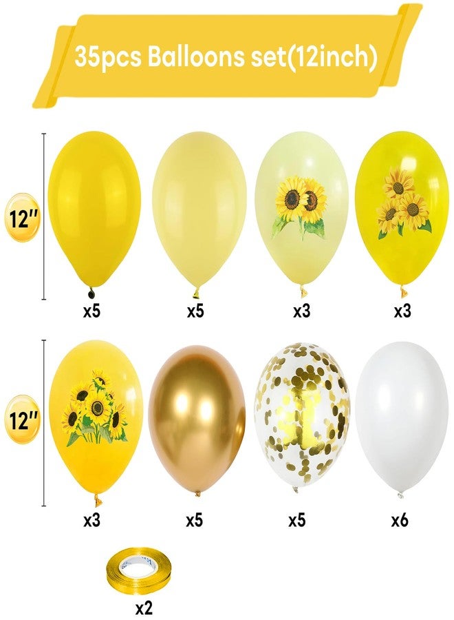 Togvu Sunflower Yellow Gold Balloons - 12 Inch Sunflower Bee Theme with Metallic Gold Confetti Balloon for Kids Birthday Baby Shower Party Decorations - Image 2