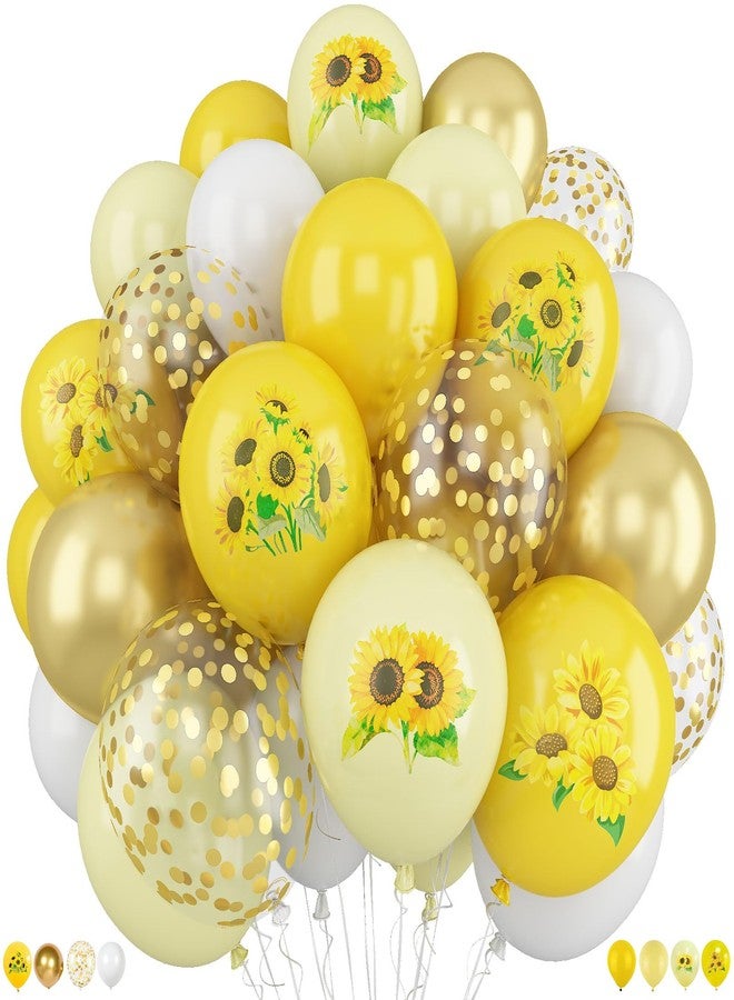 Togvu Sunflower Yellow Gold Balloons - 12 Inch Sunflower Bee Theme with Metallic Gold Confetti Balloon for Kids Birthday Baby Shower Party Decorations - Image 1