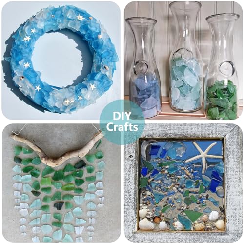 QYGL Sea Glass for Crafts - 14oz Frosted Seaglass Pieces - Vase Filler and Aquarium Ornament, DIY Craft Supplies for Art, Beach Weddings, and Home Decor (Cobalt Blue, Aquamarine, White) - Image 5