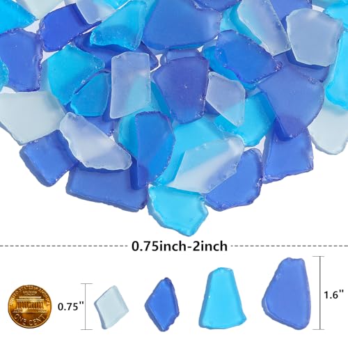 QYGL Sea Glass for Crafts - 14oz Frosted Seaglass Pieces - Vase Filler and Aquarium Ornament, DIY Craft Supplies for Art, Beach Weddings, and Home Decor (Cobalt Blue, Aquamarine, White) - Image 3
