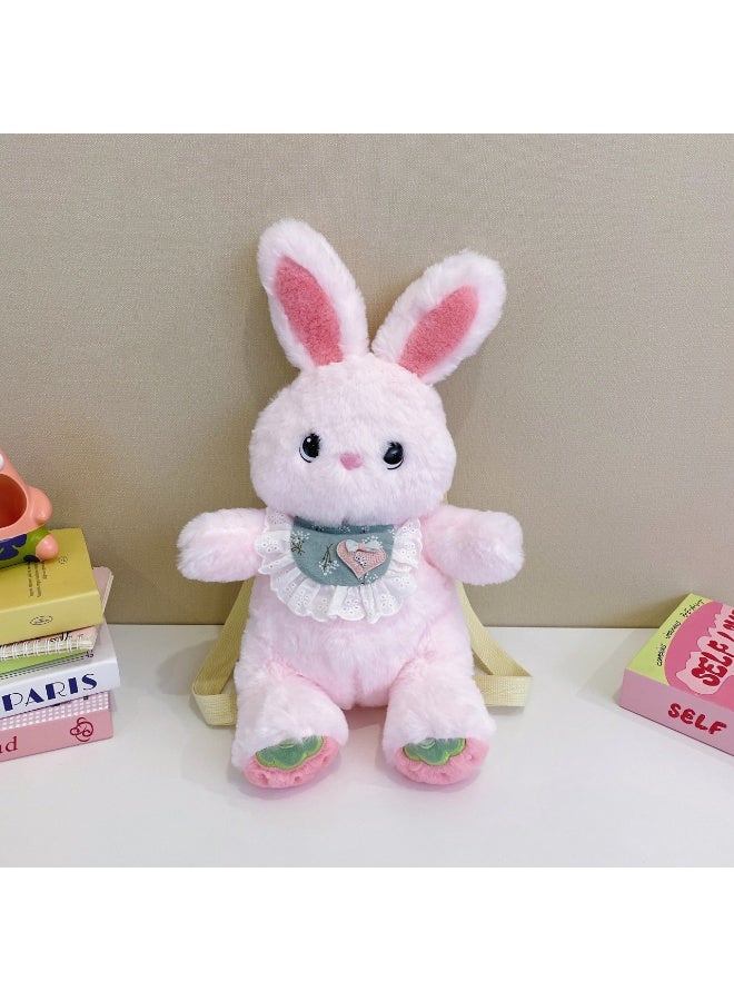 lebonaer Pink rabbit fur plush backpack - Image 1