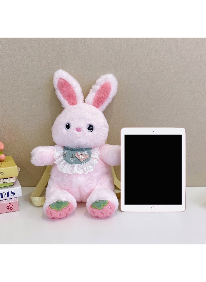 lebonaer Pink rabbit fur plush backpack - Image 4
