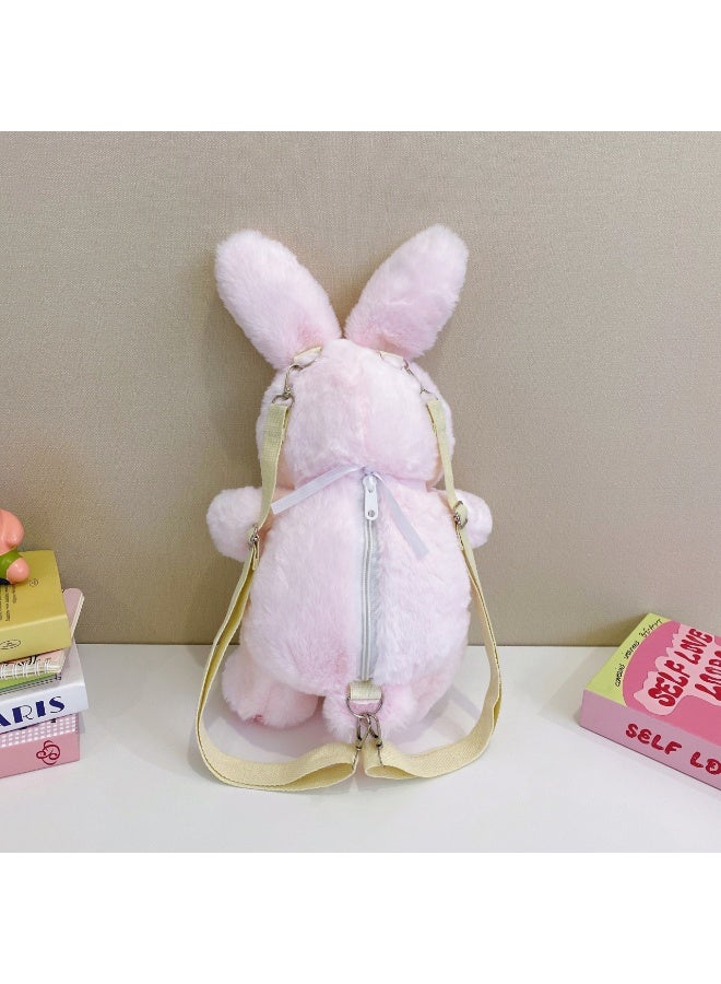 lebonaer Pink rabbit fur plush backpack - Image 2