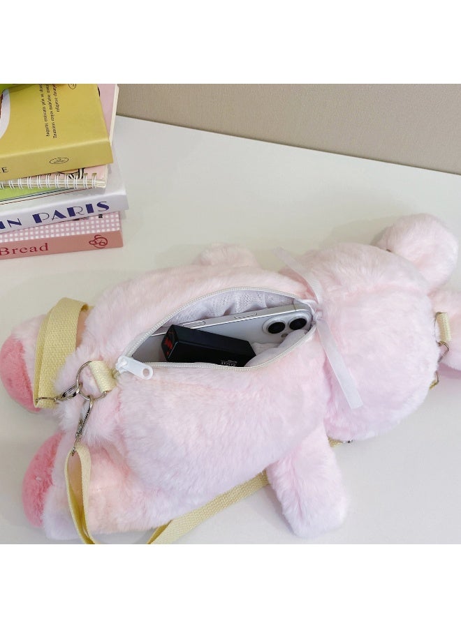 lebonaer Pink rabbit fur plush backpack - Image 5