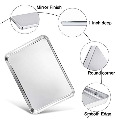 TeamFar Baking Sheet with Cooling Rack, Stainless Steel Half Size Cookie Sheet Pan and Baking Rack Set, 20’’×14’’×1’’, Non Toxic & Rust Free, Thick & Heavy Duty, Mirror Finish & Dishwasher Safe - Image 4