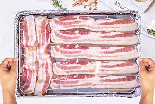 TeamFar Baking Sheet with Cooling Rack, Stainless Steel Half Size Cookie Sheet Pan and Baking Rack Set, 20’’×14’’×1’’, Non Toxic & Rust Free, Thick & Heavy Duty, Mirror Finish & Dishwasher Safe - Image 3