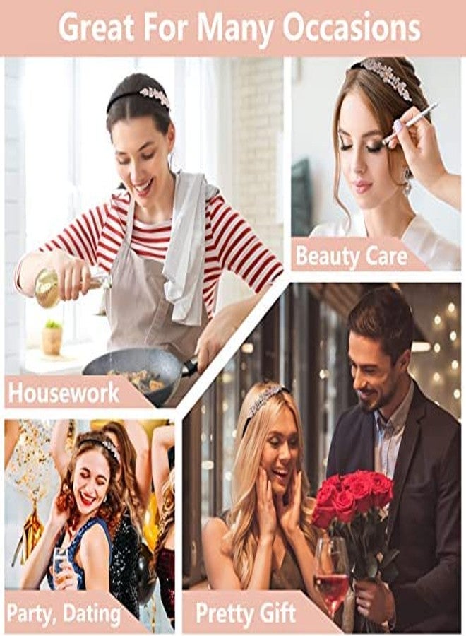 Honbon Rhinestone Crystal Headband for Women Fashionable Handmade Wide Hair Hoops Beaded Bling HairBand Hair Accessories Princess Crown Tiara Pack of 2 - Image 3