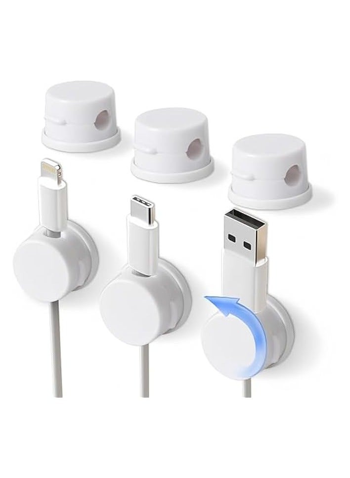 erorex Cord Holder, Magnetic Cord Organizer, Inchor Cable Organizer for Desk, 6 Pack Cable Clips for Nightstand, Adhesive Cable Holder Cable Management Clips for Car Home Office (White) - Image 1