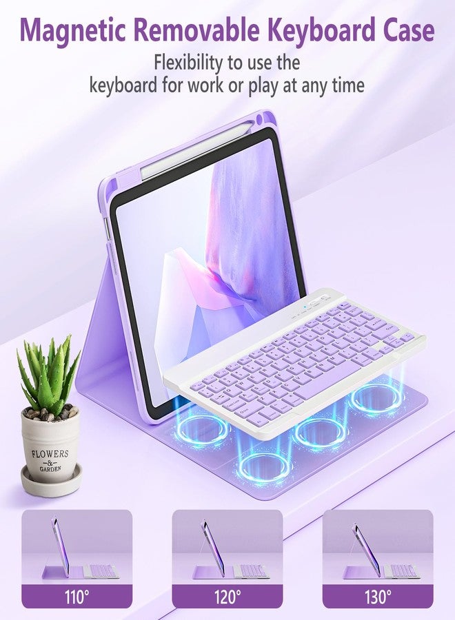 FUWANG Keyboard Case for iPad Air 11 inch (M3 2025 / M2 2024)&Air 5th 4th Generation Case with Keyboard 10.9 inch, Detachable Magnetic Keyboard Cover for iPad Air 11 inch/Air 5th/Air 4th, Pearl Purple - Image 3