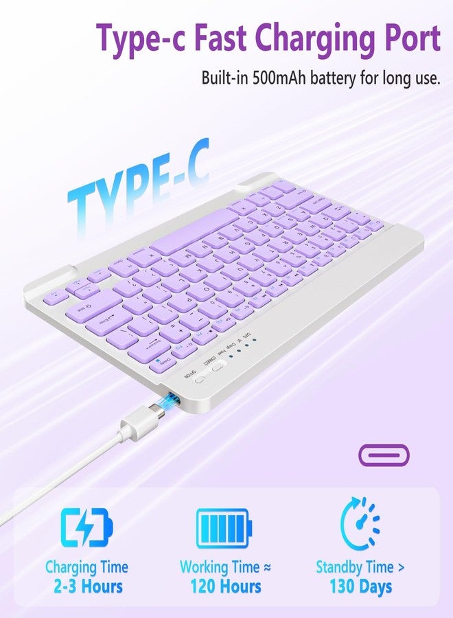 FUWANG Keyboard Case for iPad Air 11 inch (M3 2025 / M2 2024)&Air 5th 4th Generation Case with Keyboard 10.9 inch, Detachable Magnetic Keyboard Cover for iPad Air 11 inch/Air 5th/Air 4th, Pearl Purple - Image 4