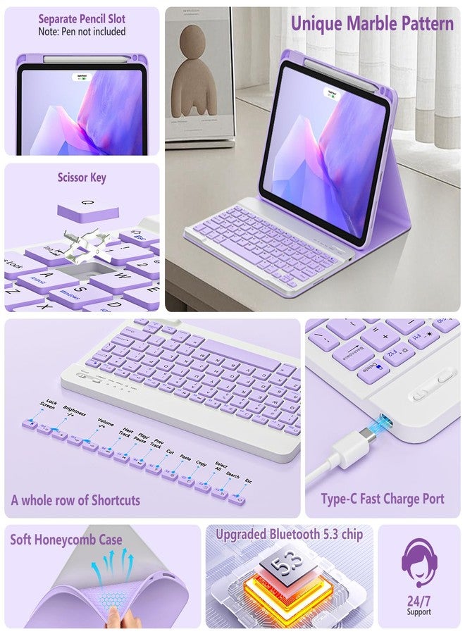 FUWANG Keyboard Case for iPad Air 11 inch (M3 2025 / M2 2024)&Air 5th 4th Generation Case with Keyboard 10.9 inch, Detachable Magnetic Keyboard Cover for iPad Air 11 inch/Air 5th/Air 4th, Pearl Purple - Image 5