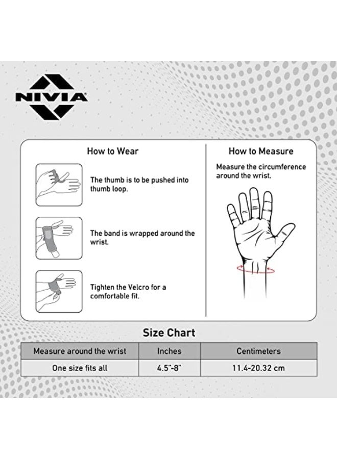 Nivia Weight Lifting Wrist Support with Thumb Loop Strap For Gym & Fitness/Made of Velcro and Elastic Band For Men & Women - Image 3