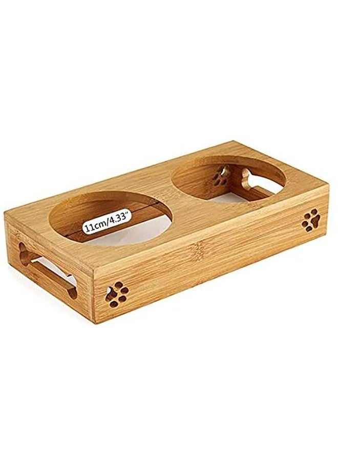 وعاء ماء وطعام للقطط والكلاب، وعاء مزدوج من الفولاذ المقاوم للصدأ للحيوانات الأليفة مع قاعدة من الخيزران، أوعية مرتفعة لتغذية الحيوانات الأليفة للطعام الجاف والرطب والماء في المنزل وفي الهواء الطلقRAISED PET BOWL REDUCES BLOATING AND NECK STRAIN IN PETS: Pets with arthritis, neck, or back problems find it a relief to eat from a raised feeder. Digestive health is dramatically improved when dogs and cats no longer have to strain unnaturally to eat from ground level. - Image 3