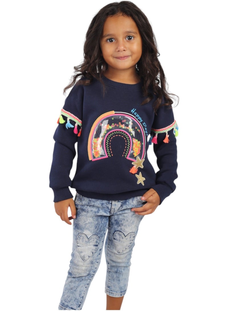 تشويس سويتشيرت شتوي بناتي Happy Days – ألوان زاهية وخامة ميلتون فائقة النعومة لراحة تدوم كود 512 - Image 2