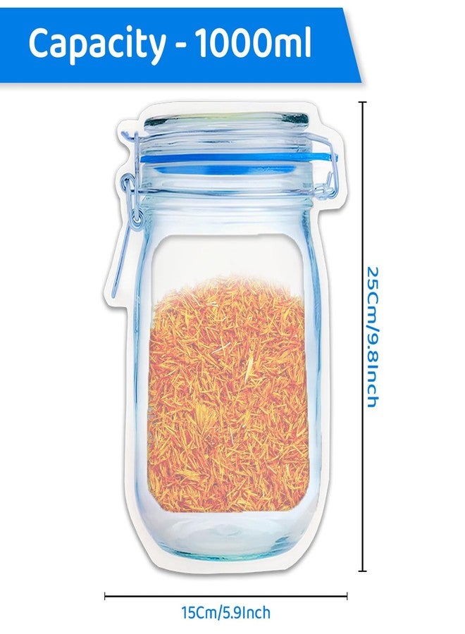 SKY FLEXI PACK 10pcs, 15cm x 25cm, Mason Jar Ziplock Bags For Fridge Storage, Bottle Shaped Airtight Zip Lock Plastic Pouch For Kitchen and Traveling, Reusable Leakproof Freezer Bag, Capacity 1000ml - Image 2