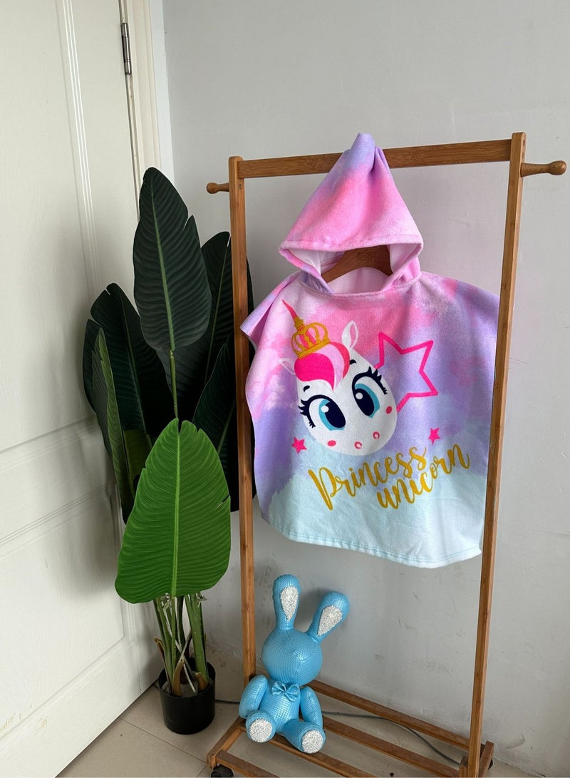 أوريتي منشفة حمام بونشو مغطاة بنمط سمكة تاج ذهبي-وردي - Image 2