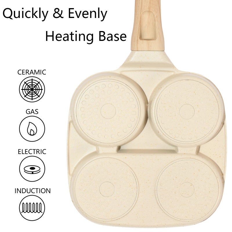 Nonstick Egg Pan Omelette Pan, 3-Cup Grill Pancake Pan for Breakfast, Compatible with All Stovetops(Gas, Electric& Induction), PFOA - Image 2