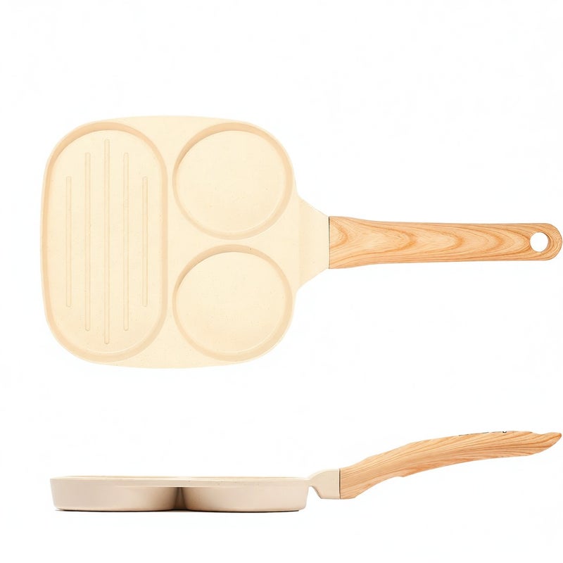Nonstick Egg Pan Omelette Pan, 3-Cup Grill Pancake Pan for Breakfast, Compatible with All Stovetops(Gas, Electric& Induction), PFOA - Image 3