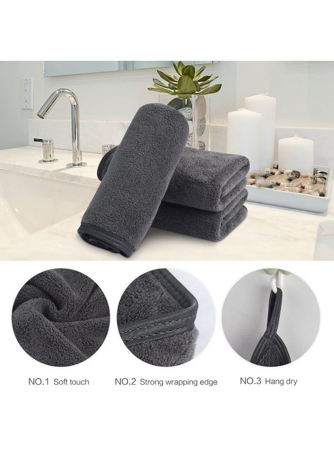 Sinland مناديل وجه ميكروفايبر قابلة لإعادة الاستخدام لإزالة المكياج، قماش غسيل فائق النعومة للنساء والأطفال 12 إنش × 12 إنش رمادي 6 عبوات - Image 3