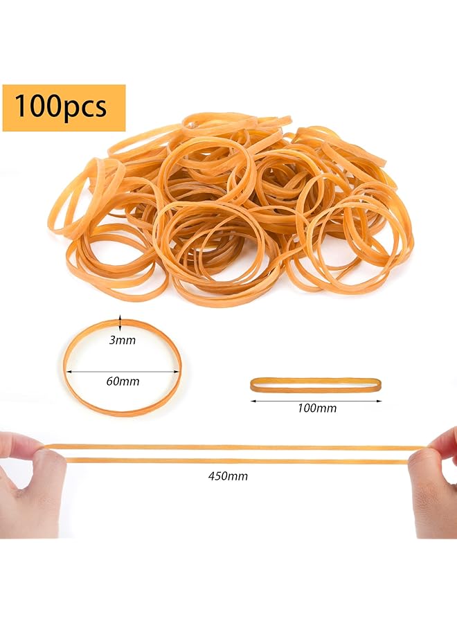 erorex Rubber Bands 100 Pieces Rubber Rings Wide 60 X 3 Mm Household Rubber Durable And Tear Resistant Rubbers Reusable Office Household Rubber Dark Yellow - Image 2