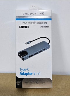 Generic USB C Hub, 5 in 1 Type C Hub Multiport Adapter with 4K HDMI, PD Power Delivery, USB-C, Ethernet, 2 USB, SD/TF Card Reader Compatible with Mac Book Pro XPS and More Type C Devices 