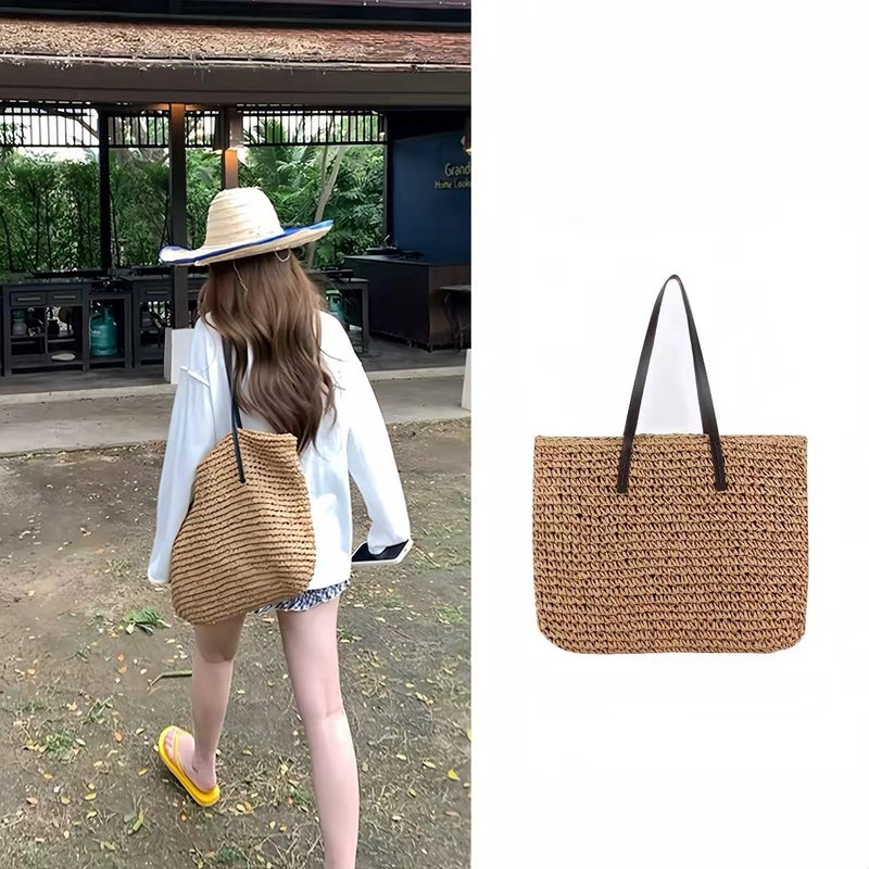 Woven Straw Tote Bag for Women - Image 1